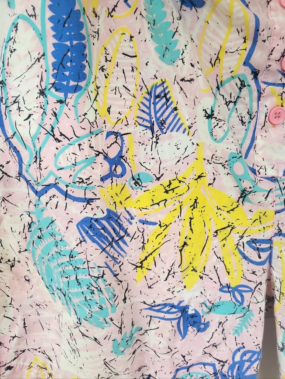 Vintage Sportego Pink Multicolored Abstract Pull-On Shorts Size L Beach